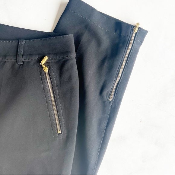 St. John Size 8 Black Gold Zipper Pants Trousers - Picture 4 of 6